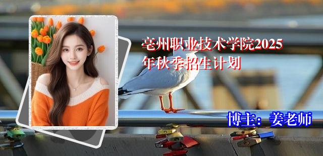 亳州职业技术学院2025年秋季招生计划
